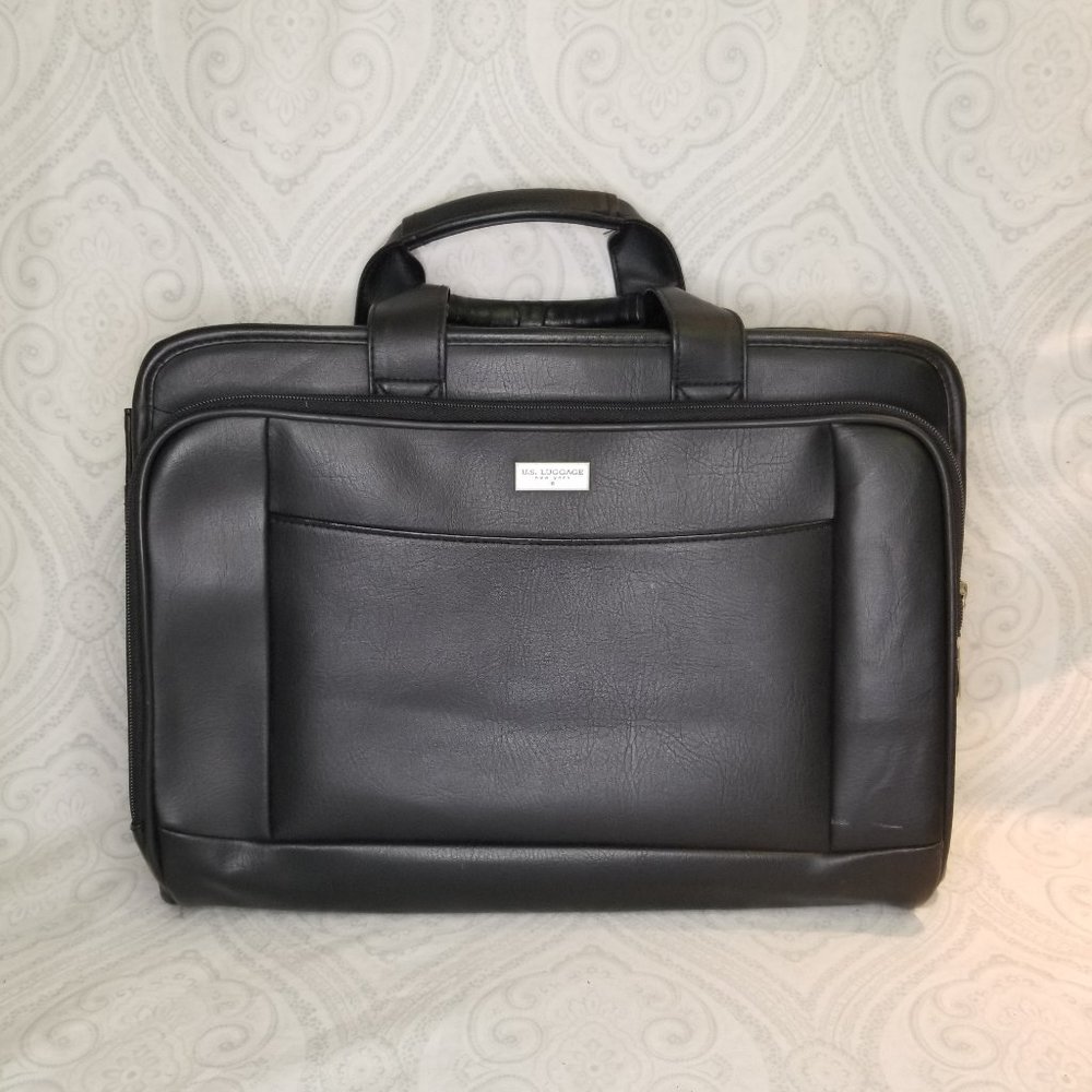 U.S. Luggage New York Black Laptop Messenger Bag Briefcase